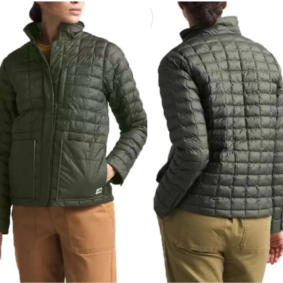 North Face Thermoball Eco Snap Jacket Women’s Small Lightweight Puffer Green EUC - Picture 1 of 15